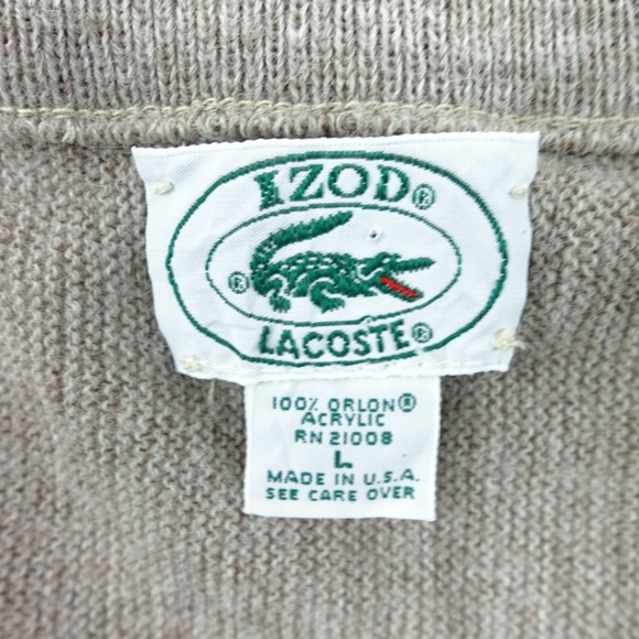 Vintage Izod Lacoste Mens Sz L Gray Sweater A2902 - Picture 3 of 4